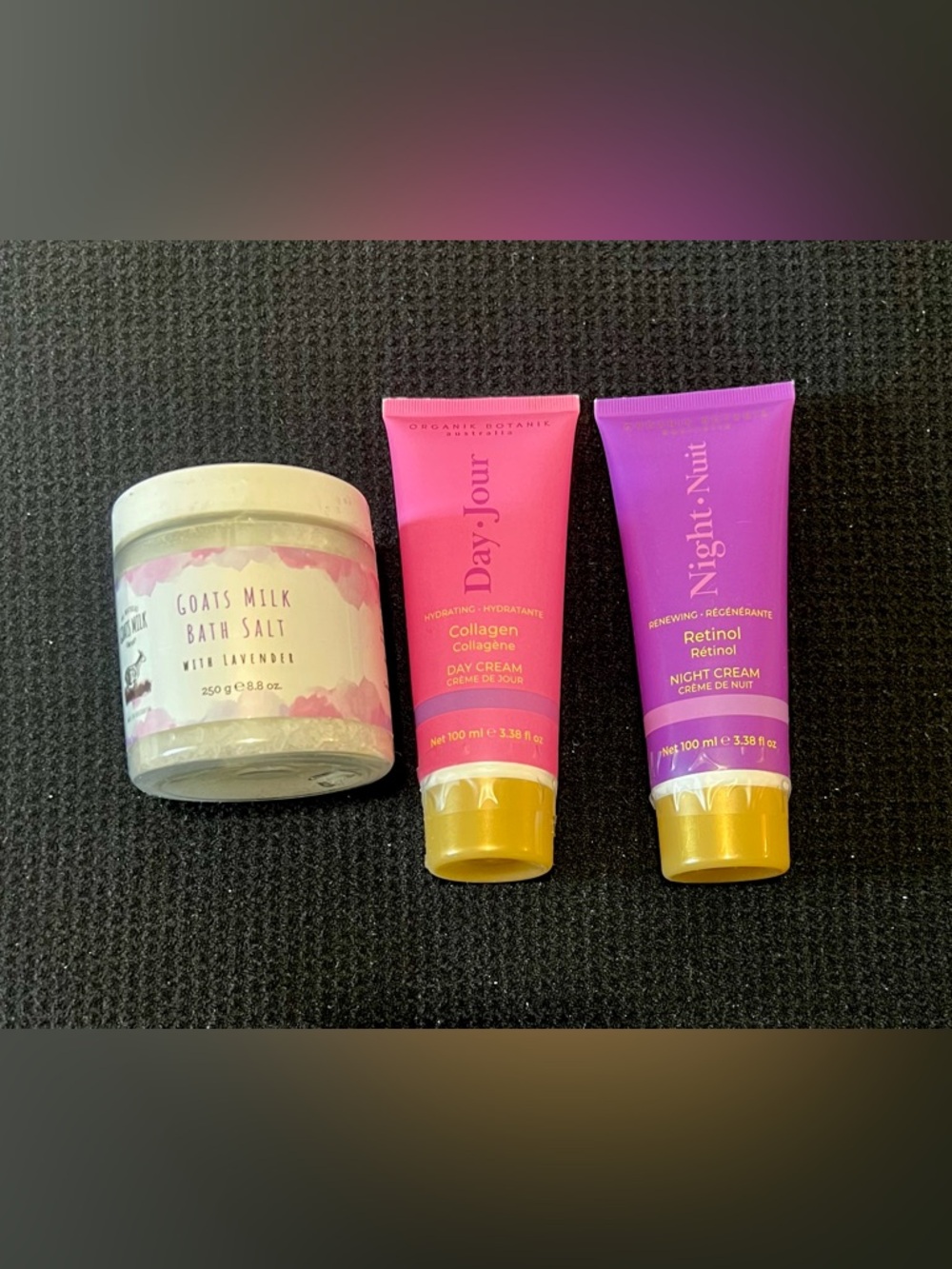 Collagen Day, Retinol Night Cream Hydrating Face Cream and Goats Milk Bath Salt